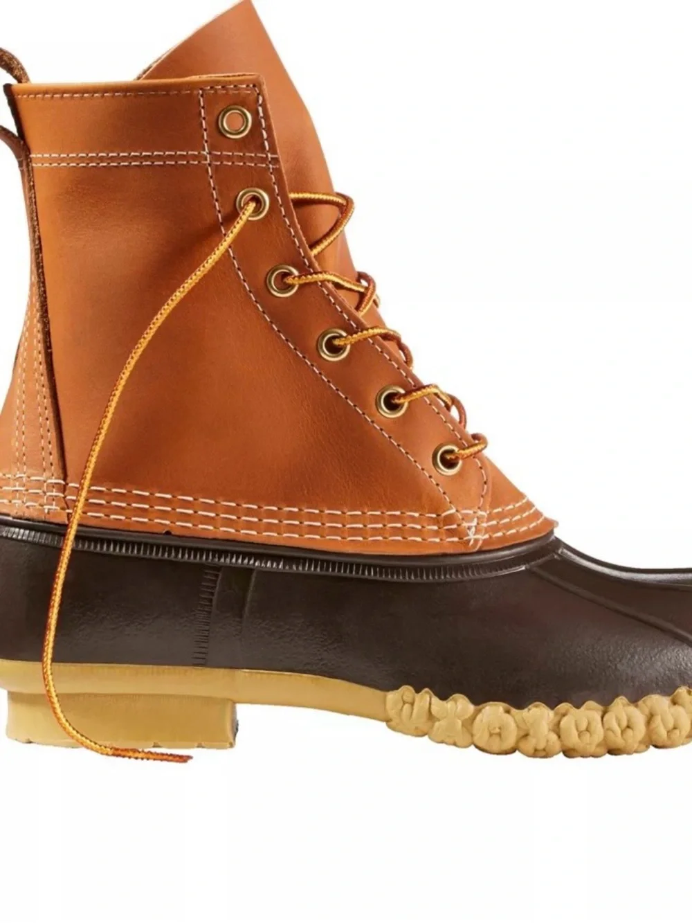 L.L. Bean Women's Tan and Dark Brown Lace-Up Duck Boots